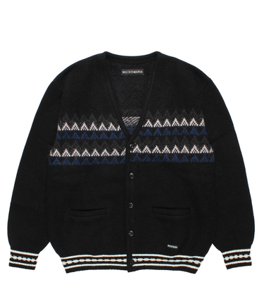 JACQUARD MOHAIR KNIT CARDIGAN