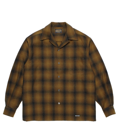 PENDLETON / WOOL OMBRE CHECK OPEN COLLAR SHIRT