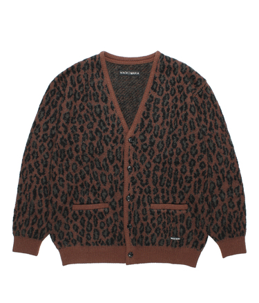 LEOPARD MOHAIR JACQUARD KNIT CARDIGAN
