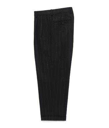 DORMEUIL / CHALK STRIPE DOUBLE PLEATED TROUSERS