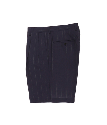 DORMEUIL / STRIPED DOUBLE PLEATED SHORT TROUSERS