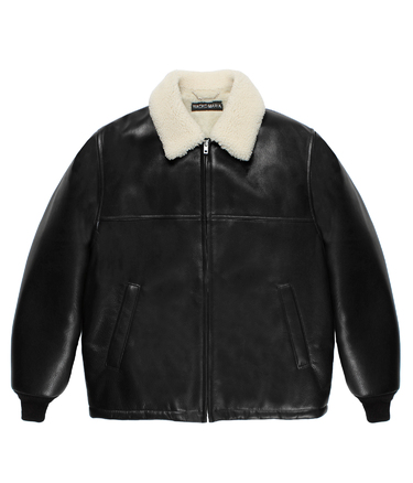 MOUTON COLLAR LEATHER BOA JACKET