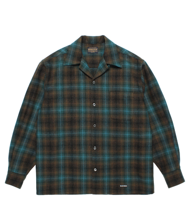 PENDLETON / WOOL OMBRE CHECK OPEN COLLAR SHIRT