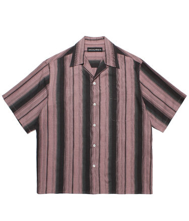 OMBRE STRIPE OPEN COLLAR SHIRT