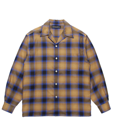 CHECK OPEN COLLAR SHIRT