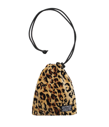 LEOPARD VELVET DRAWSTRING BAG