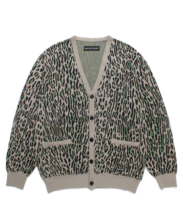 LEOPARD JACQUARD KNIT CARDIGAN