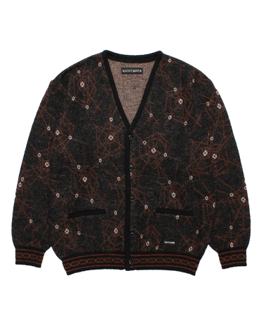 JACQUARD MOHAIR KNIT CARDIGAN