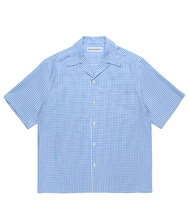 BEZ TEKSTIL / GINGHAM CHECK OPEN COLLAR SHIRT