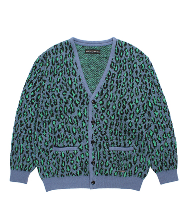 LEOPARD MOHAIR JACQUARD KNIT CARDIGAN