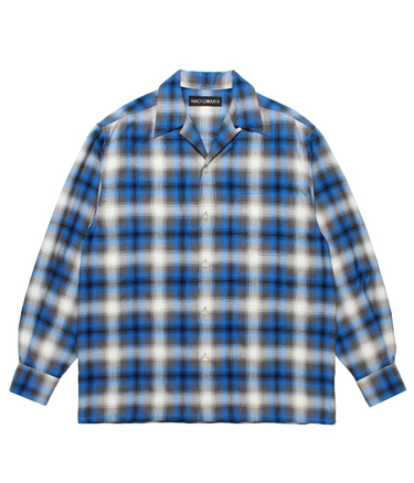 OMBRE CHECK OPEN COLLAR SHIRT
