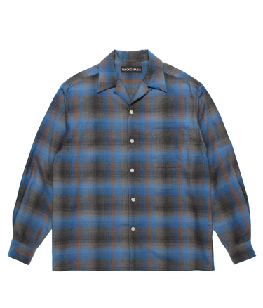 OMBRE CHECK OPEN COLLAR SHIRT