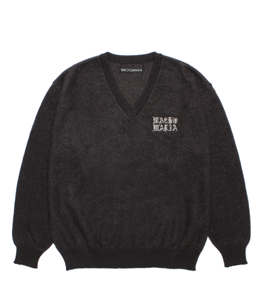 MOHAIR KNIT V NECK SWEATER