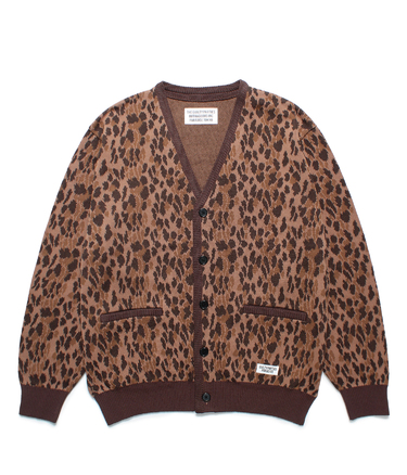 LEOPARD JACQUARD KNIT CARDIGAN