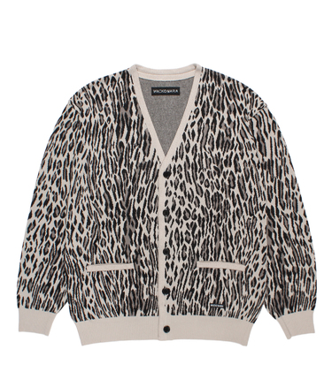LEOPARD JACQUARD KNIT CARDIGAN