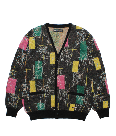JACQUARD MOHAIR KNIT CARDIGAN