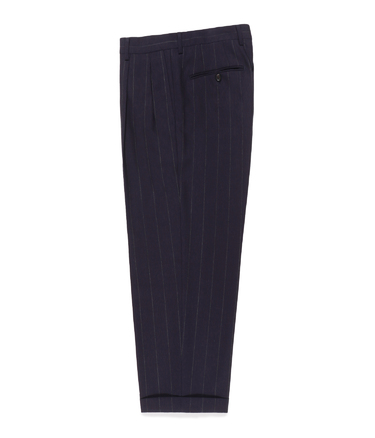 DORMEUIL / STRIPED DOUBLE PLEATED TROUSERS