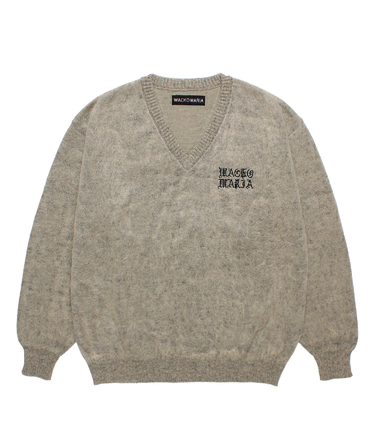 MOHAIR KNIT V NECK SWEATER
