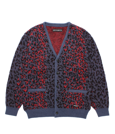 LEOPARD MOHAIR JACQUARD KNIT CARDIGAN