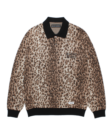 LEOPARD JACQUARD KNIT POLO SHIRT