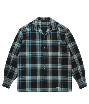 PENDLETON / WOOL OMBRE CHECK OPEN COLLAR SHIRT