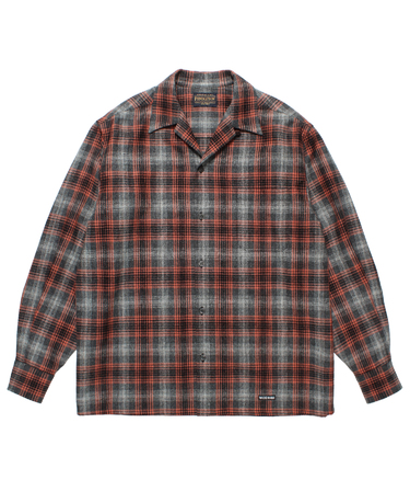 PENDLETON / WOOL OMBRE CHECK OPEN COLLAR SHIRT