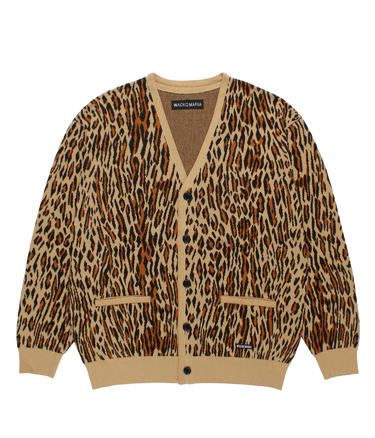 LEOPARD JACQUARD KNIT CARDIGAN