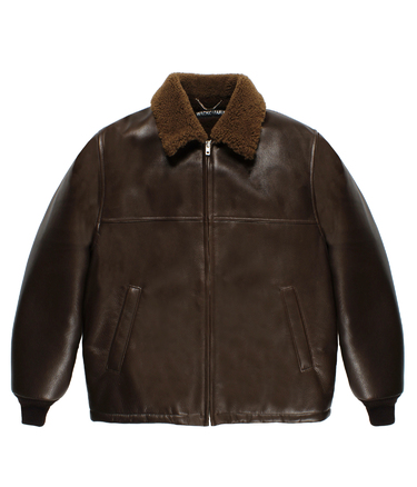 MOUTON COLLAR LEATHER BOA JACKET