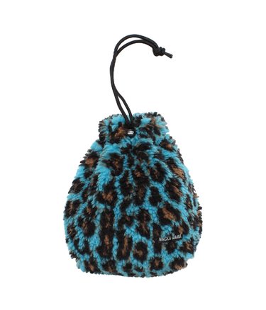 LEOPARD BOA FLEECE DRAWSTRING POUCH