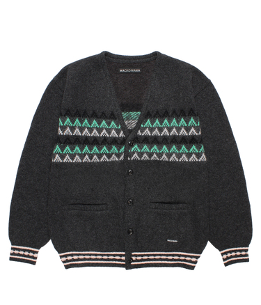 JACQUARD MOHAIR KNIT CARDIGAN