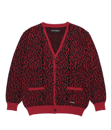 LEOPARD JACQUARD KNIT CARDIGAN