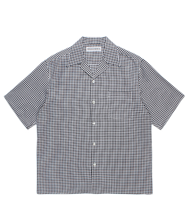 BEZ TEKSTIL / GINGHAM CHECK OPEN COLLAR SHIRT