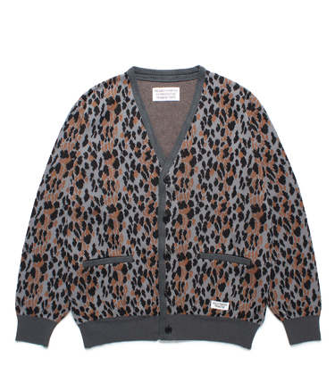 LEOPARD JACQUARD KNIT CARDIGAN