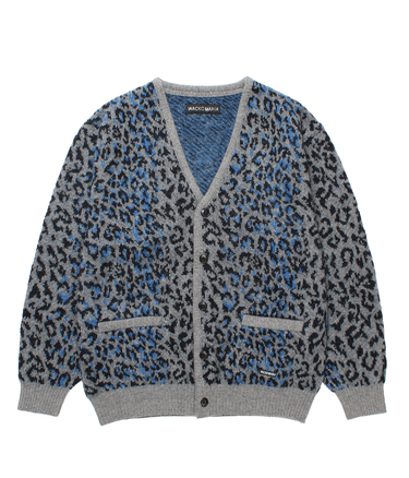 LEOPARD MOHAIR JACQUARD KNIT CARDIGAN