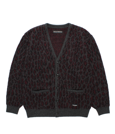 LEOPARD MOHAIR JACQUARD KNIT CARDIGAN