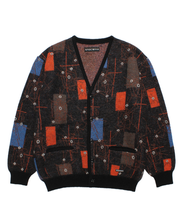 JACQUARD MOHAIR KNIT CARDIGAN