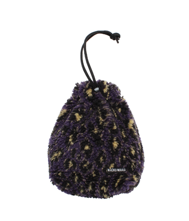 LEOPARD BOA FLEECE DRAWSTRING POUCH